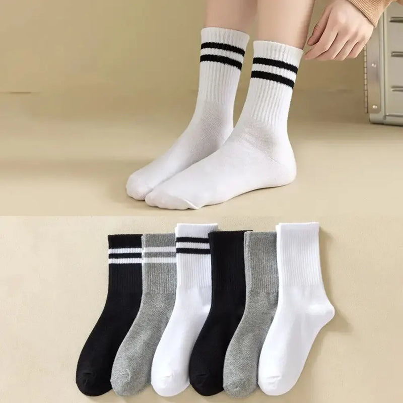 6 Pares de Meias Cores Sólidas - Poliamida com Absorção de suor, respiráveis e confortáveis