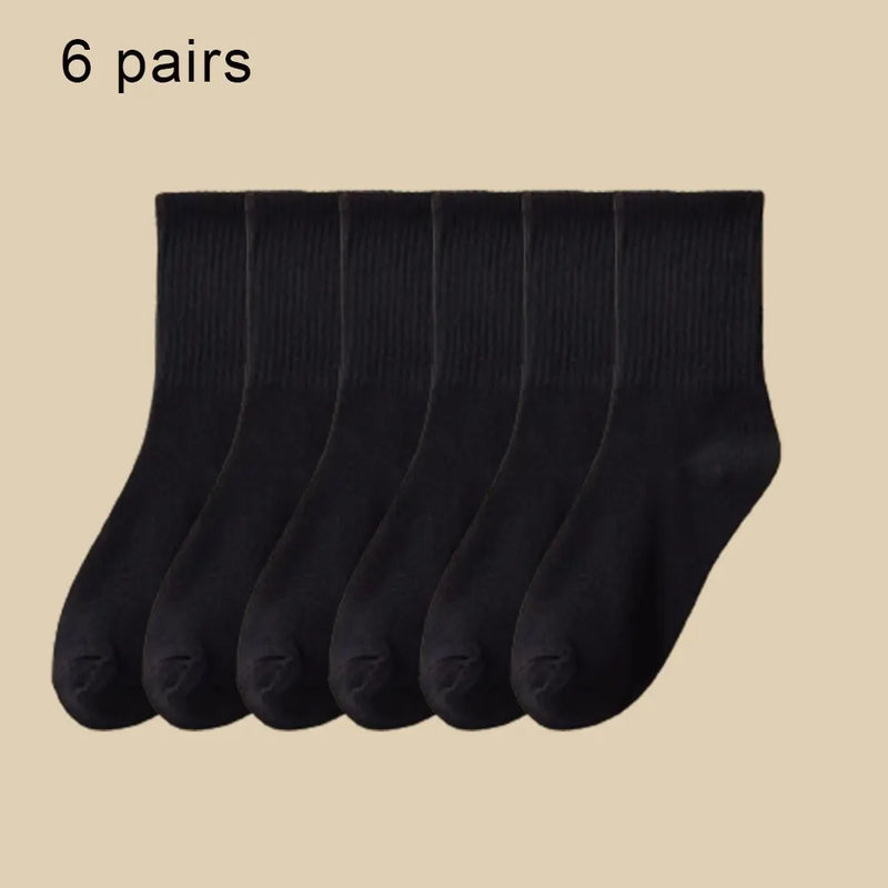 6 Pares de Meias Cores Sólidas - Poliamida com Absorção de suor, respiráveis e confortáveis