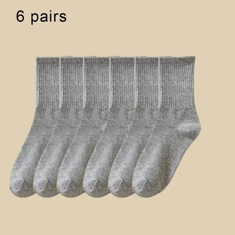 6 Pares de Meias Cores Sólidas - Poliamida com Absorção de suor, respiráveis e confortáveis