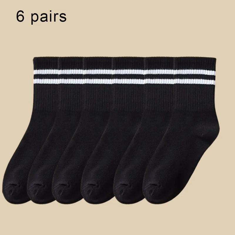 6 Pares de Meias Cores Sólidas - Poliamida com Absorção de suor, respiráveis e confortáveis