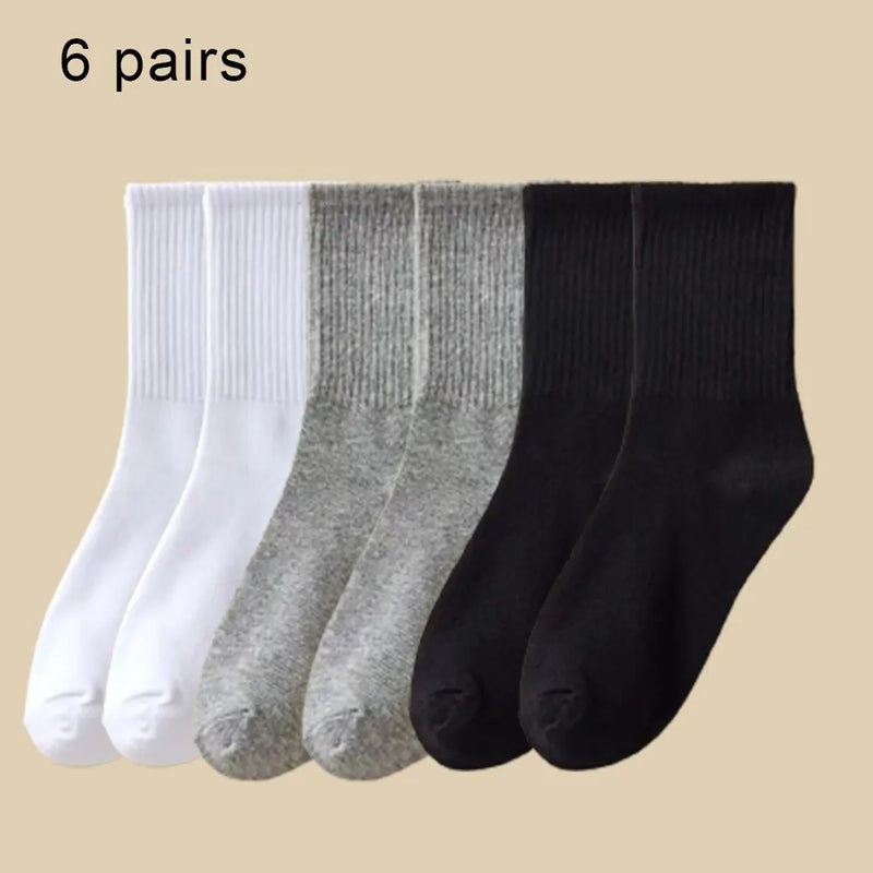 6 Pares de Meias Cores Sólidas - Poliamida com Absorção de suor, respiráveis e confortáveis