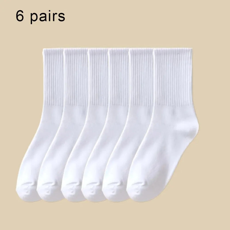 6 Pares de Meias Cores Sólidas - Poliamida com Absorção de suor, respiráveis e confortáveis